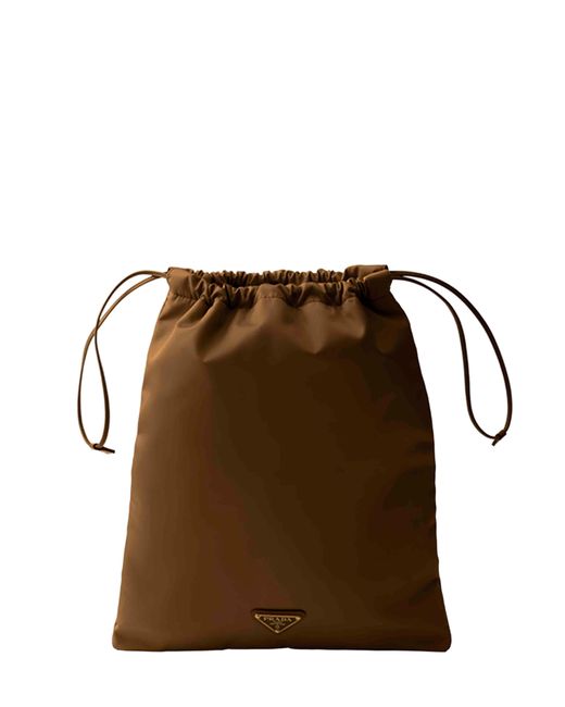 Prada Brown Pouch Bag Wish Burnt Recycled Polyamide Shoulder