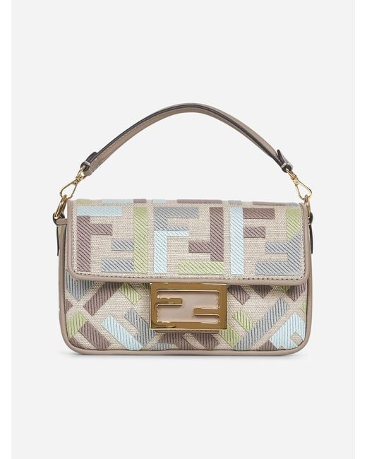 Fendi White Matcha Green Baguette Mini Bag