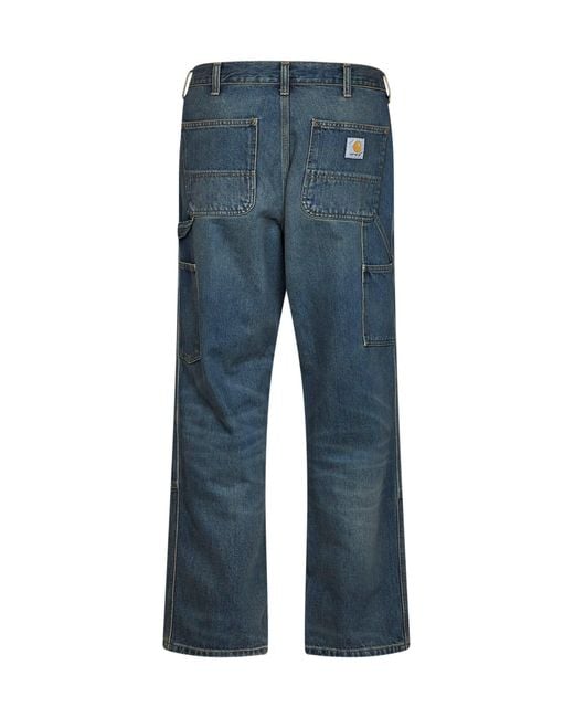 Carhartt Blue Denim Double Knee Jeans for men