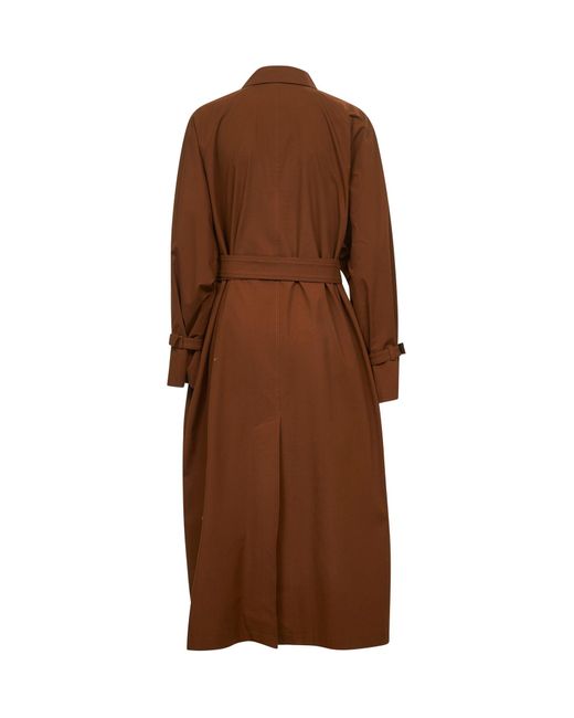 Max Mara Brown Stretch Gabardine Epoche Trench Coat