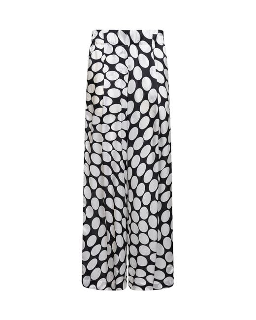 Dries Van Noten White Viscose Soft Ellipses-Printed Wide-Leg Trousers