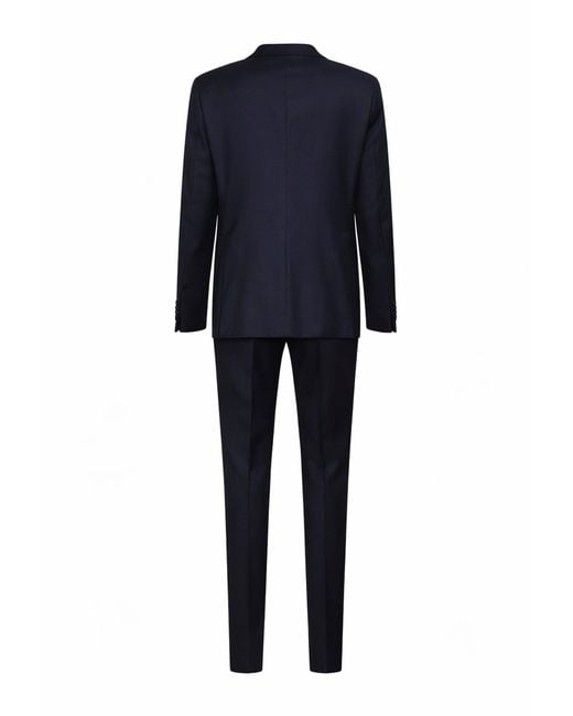 Tagliatore Blue Virgin Wool Vesuvio Double-Breasted Suit for men