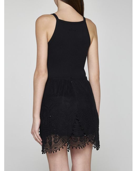Isabel Marant Black Viny Lace Miniskirt