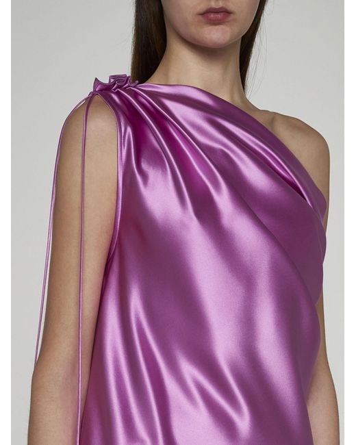 Max Mara Pianoforte Purple Opera Silk One-shoulder Long Dress