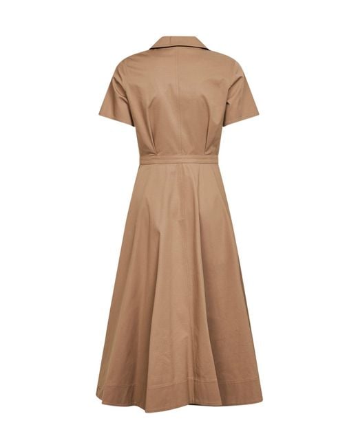 Blanca Vita Natural Biscuit Stretch Cotton Alga Midi Shirt Dress
