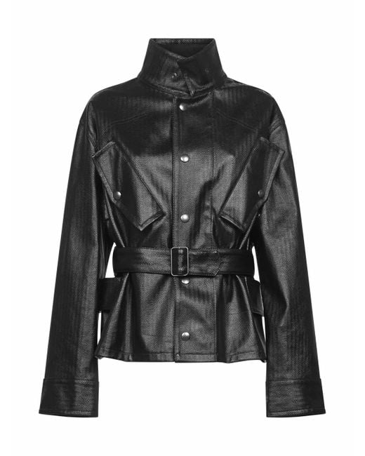 Maison Margiela Black Laminated Cotton Belted Jacket