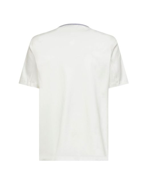 Brunello Cucinelli White Cotton Jersey Printed T-Shirt for men