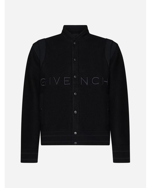 Givenchy Black Logo Wool Varsity Jacket for men