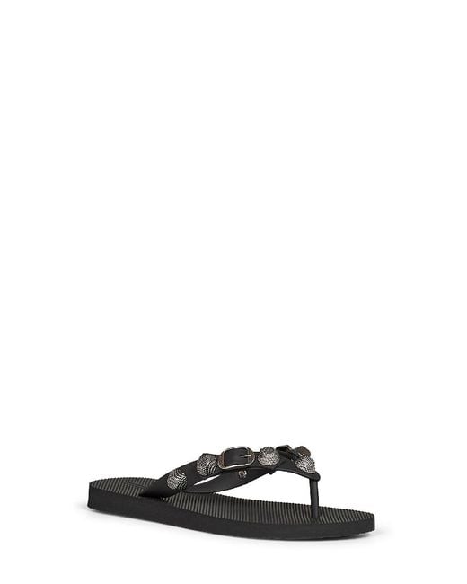 Balenciaga Black Recycled Rubber Cagole Thong Sandals