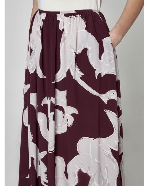 Valentino Purple Print Silk Skirt