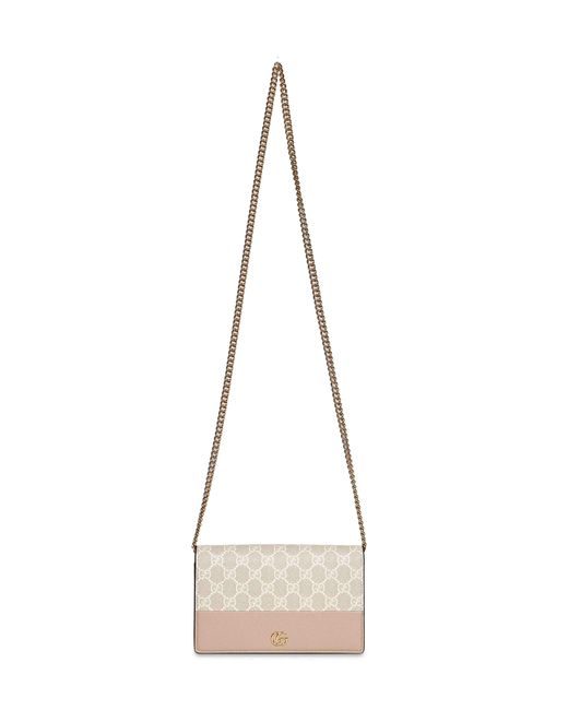 Gucci Natural And Gg Marmont Wallet On Chain
