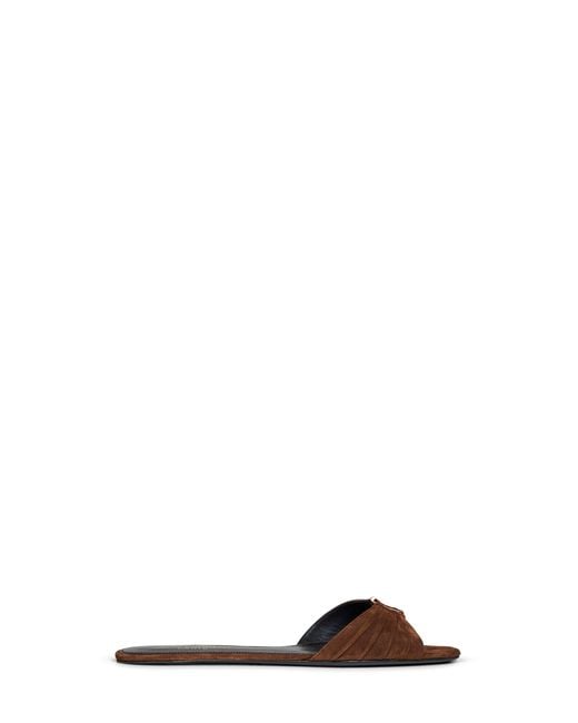 Saint Laurent Multicolor Dark Havana Suede Babylone Flat Sandals