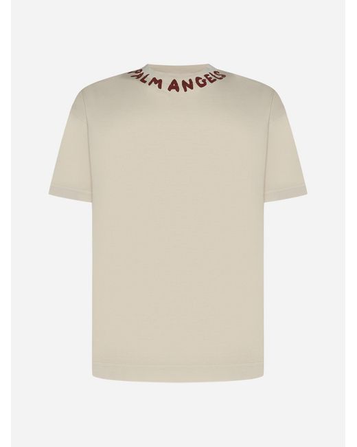 Palm Angels Natural Logo Cotton T-shirt for men