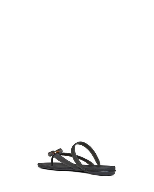 Ferragamo White Rubber Vara Bow Thong Sandals