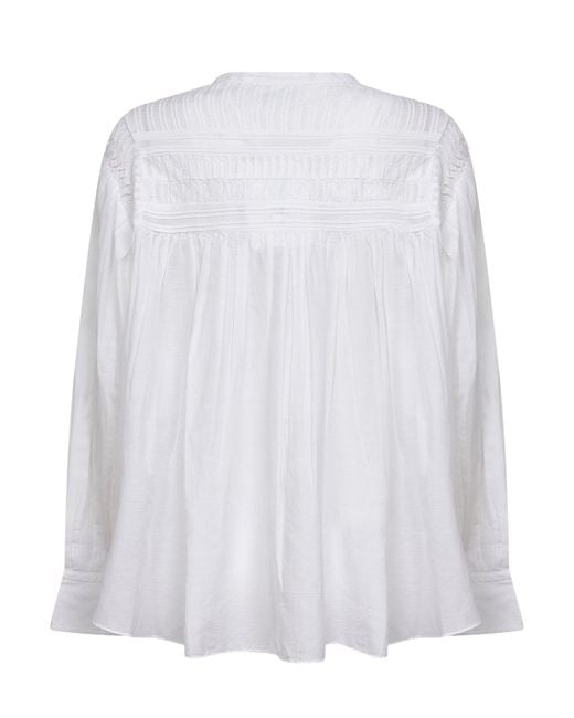 Isabel Marant White Gathered Voile Blouse