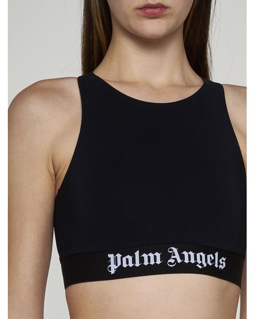 Palm Angels Black Logo Jersey Bra