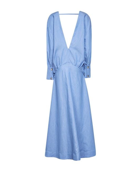 Batakovic Blue Light Cotton Long Flared Dress