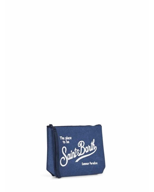 Mc2 Saint Barth Blue Aline Embroidered Clutch Bag for men