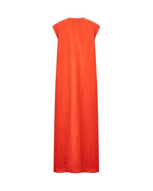 Studio Nicholson Red Linen Blend Lise Midi Dress