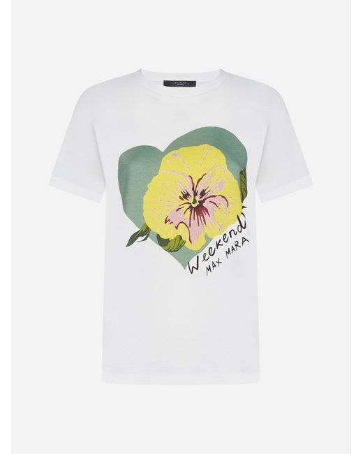 Weekend by Maxmara White Yen Print Cotton T-shirt