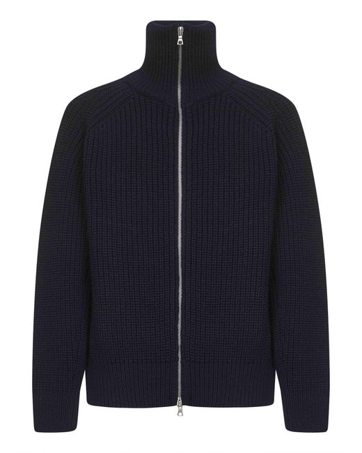 Dries Van Noten Blue Wool Knit Zip-Up Cardigan for men