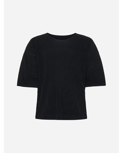 Homme Plissé Issey Miyake Black Pleated Fabric T-shirt for men
