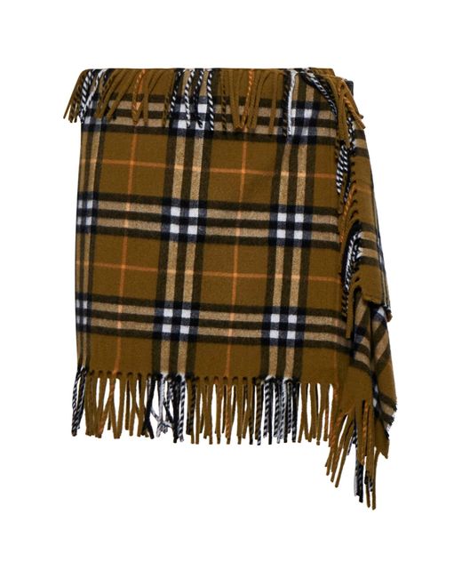 Burberry Black Check Wool And Cashmere Kilt Skirt