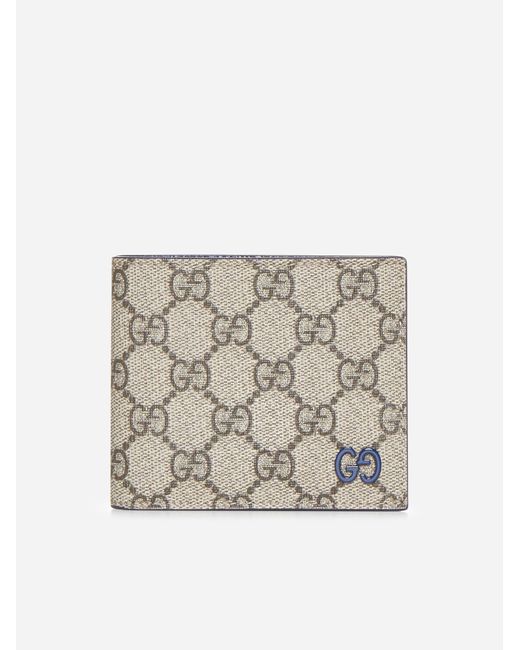 Gucci White GG Fabric And Leather Bifold Wallet for men