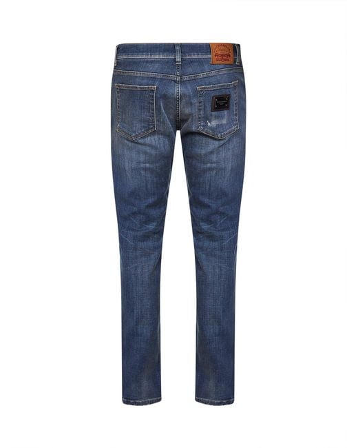 Dolce & Gabbana Blue Stretch Cotton Denim Slim Jeans for men