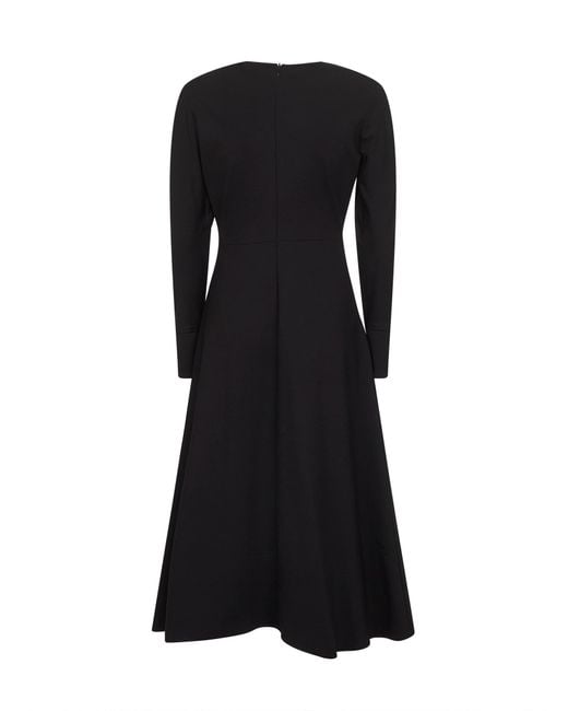 Blanca Vita Black Onyx Stretch Cady Aderia Midi Dress