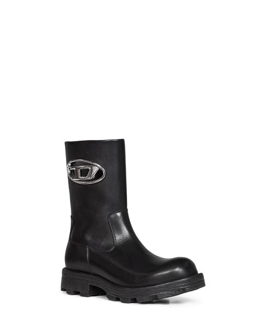 DIESEL Black D-Hammer Cut-Out Biker Boots