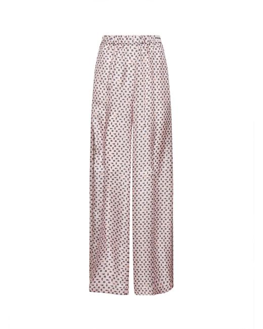 Max Mara Pink Printed Silk Twill Mxmviscio Trousers
