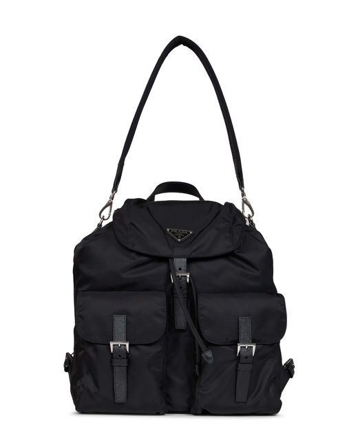 PRADA VIAGGIO Black Re-Nylon Backpack With Shoulder Strap for men