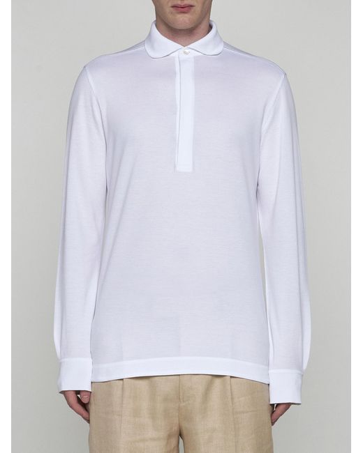 Zegna White Cotton Polo Shirt for men