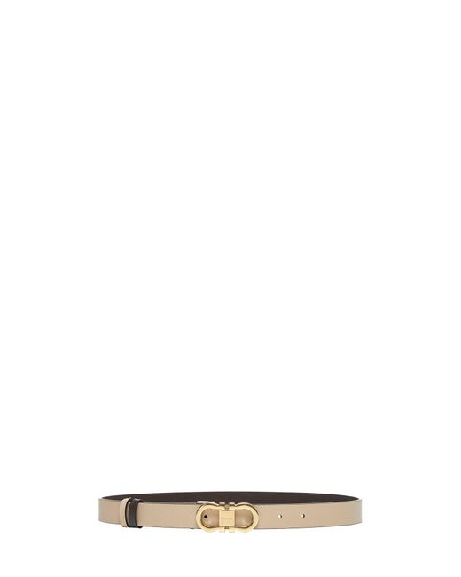 Ferragamo White Fixed Gancini Belt