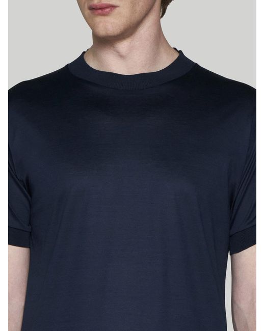 Tagliatore Blue Lisle Cotton T-shirt for men