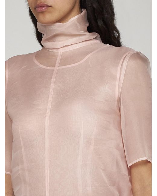 Sportmax Pink Cesare Double Layer Silk Top