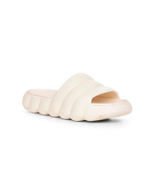 Moncler White Ivory Eva Quilted Lilo Sliders