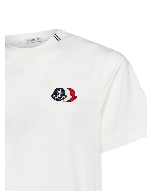 Moncler White Natural Cotton Jersey Logo T-Shirt for men