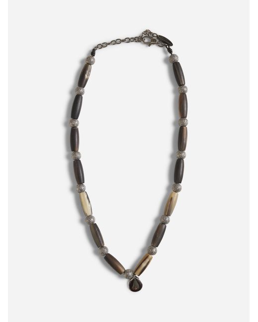 Brunello Cucinelli Metallic Horn Necklace With Beads