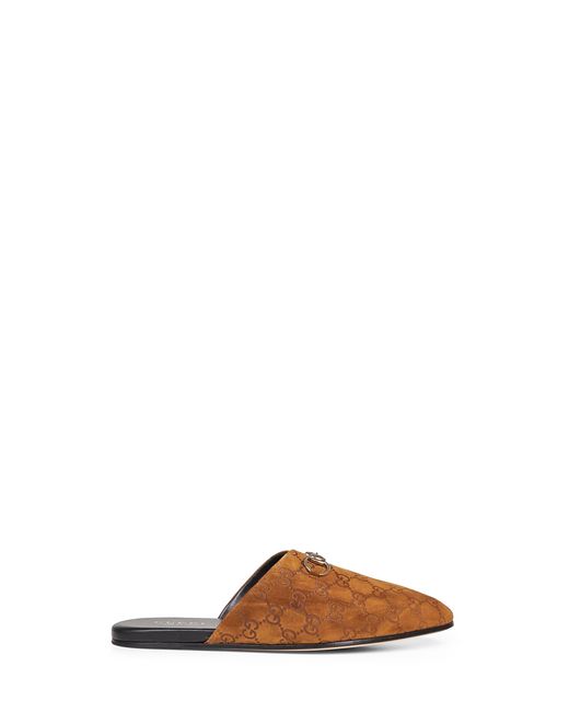 Gucci Brown Gg Suede Mules With Horsebit for men