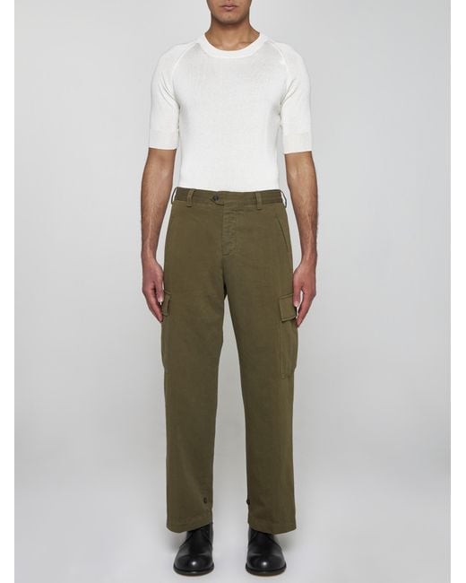 PT Torino Green The Hunter Cotton And Linen Trousers for men
