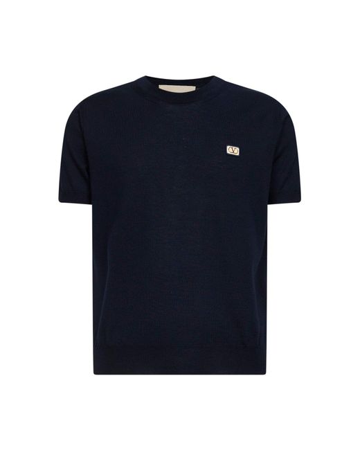 Valentino Blue Wool Sweater With Vlogo Patch for men