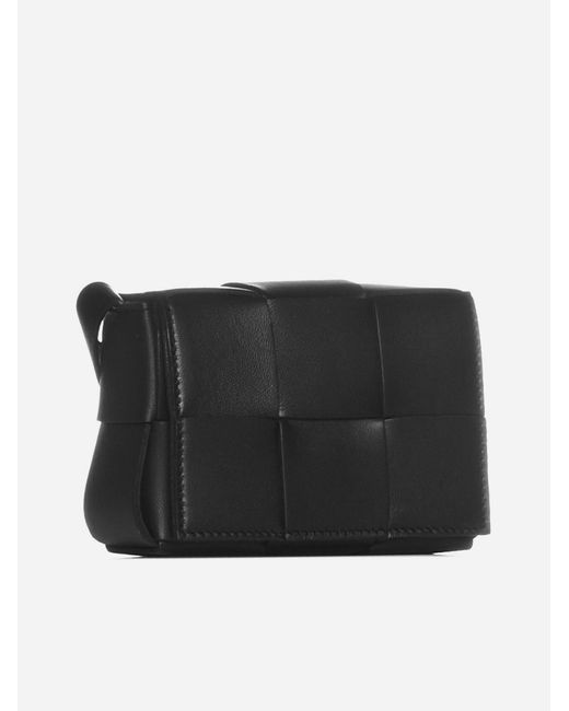 Bottega Veneta Black Mini Cassette Intreccio Leather Bag