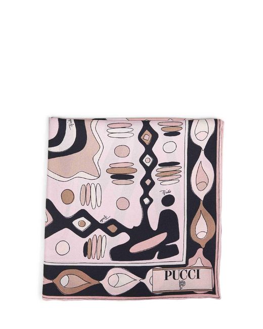Emilio Pucci Pink Nude Angoli-Print Silk Twill Scarf