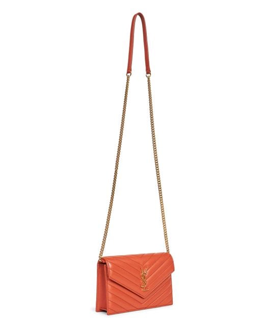 Saint Laurent Red Cassandre Envelope Chain Wallet