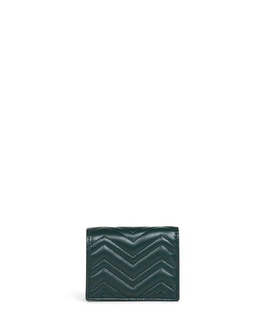 Gucci Green Gg Marmont Card Case Wallet