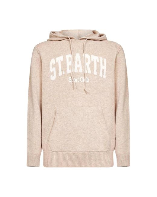 Mc2 Saint Barth Natural Wool Blend Knit Wood Hoodie for men