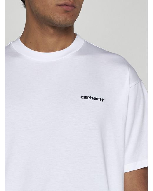 Carhartt White Logo Cotton T-shirt for men