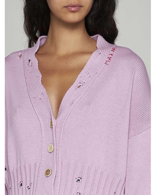 Marni Pink Cotton Cropped Cardigan